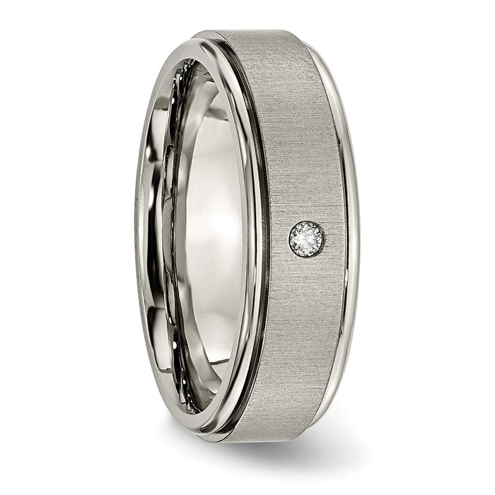 Buy Stylish Chiseled Titanium 7mm Band with 0.05 Carat Diamond Finish-5