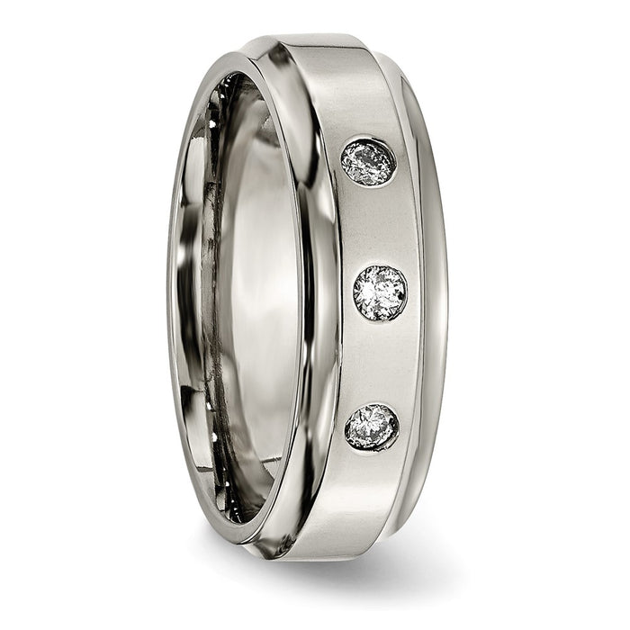 Buy Stylish Chisel Titanium 7mm Band with 1/5 Carat Diamond - Luxury Look-5