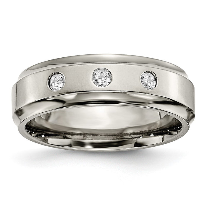Buy Exclusive 7mm Chiseled Titanium Band with 1/5 Carat Diamond - Stylish Design-1
