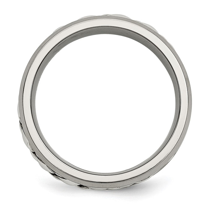 Exclusive Chiseled Titanium Band 7mm with Sterling Silver Inlay & 1pt Diamond-2