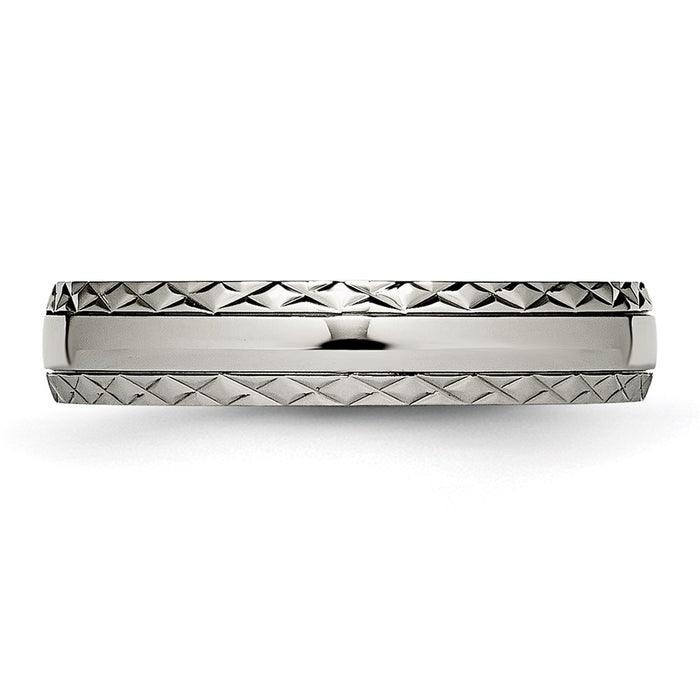 Buy Exclusive Polished Titanium Chisel Band - 5mm Grooved Design, Stylish & Durable-3