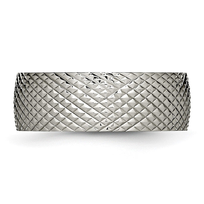 High-quality Chiseled Titanium 8mm Band - Stylish Polished & Textured Finish-3