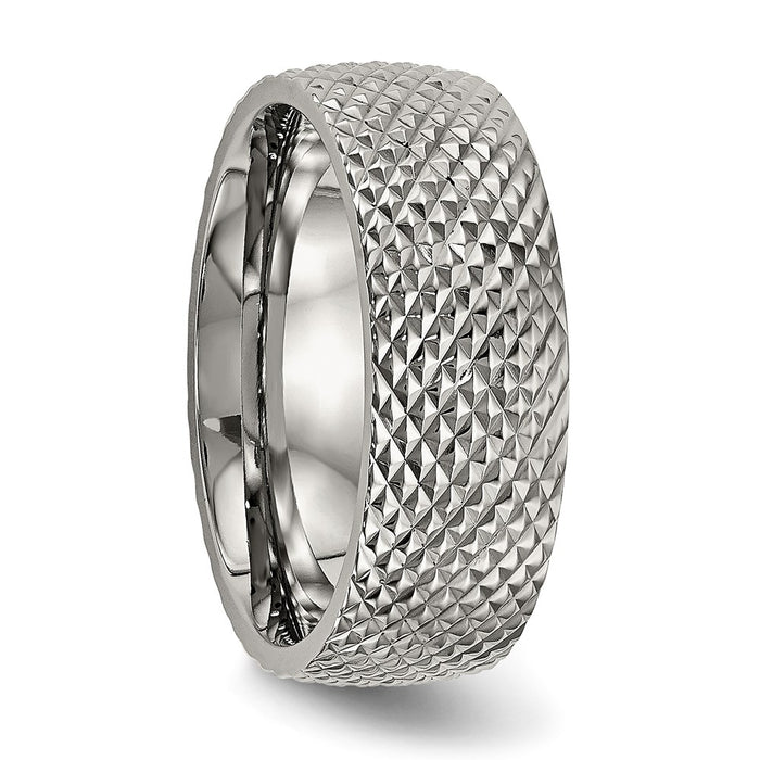 Buy Stylish 8mm Polished & Textured Titanium Band | High-Quality Value Ring-4