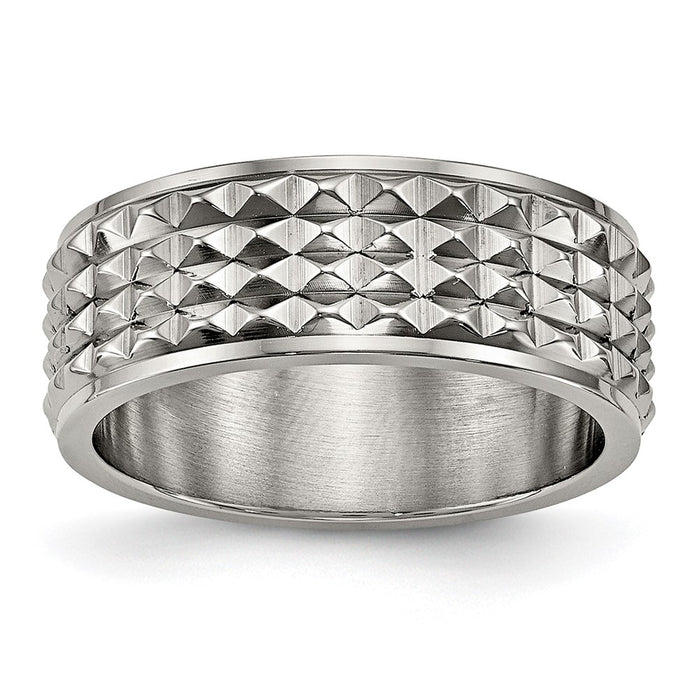 Buy Stylish 8mm Polished Titanium Studded Ring | High-Quality Value Jewelry-1