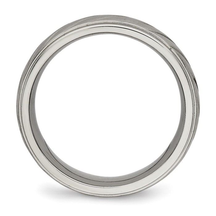 Buy Stylish 7mm Grooved Band in Brushed & Polished Titanium - Luxury Value!-2