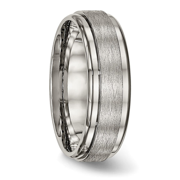 Exclusive 7mm Brushed Titanium Ridged Edge Band - Luxury Design & Style-4