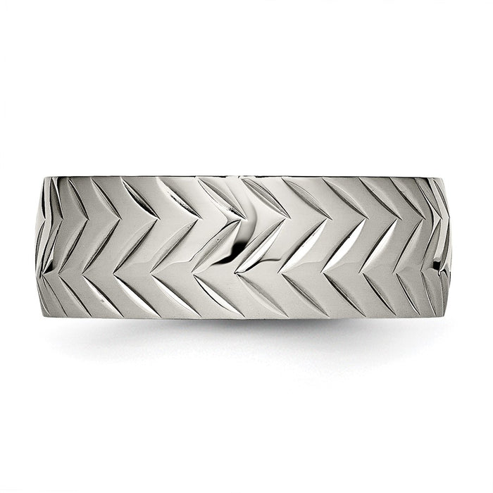 Buy Exclusive 8mm Chiseled Titanium Polished Diamond-Cut Ring - Stylish Value!-3