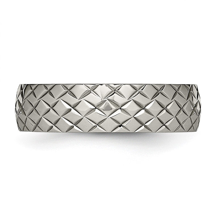 Buy Exclusive 6mm Chiseled Titanium Band - Stylish Polished & Textured Finish-3