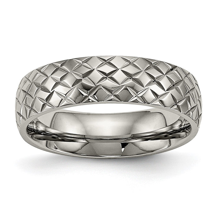 Buy Stylish Chisel 6mm Polished & Textured Titanium Band for Affordable Luxury-1