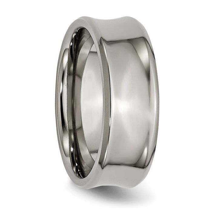 Buy Stylish Chisel Titanium Polished 8mm Concave Beveled Edge Ring - Luxury Design-4