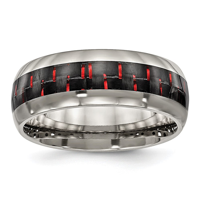 Buy High-Quality 8mm Titanium Band with Polished Finish & Carbon Fiber Inlay-1