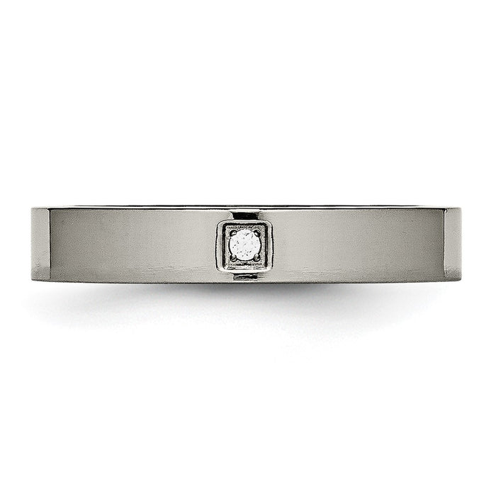 Buy Stylish Chisel Titanium Polished 4mm Flat Comfort Fit Band with CZ Accents-4