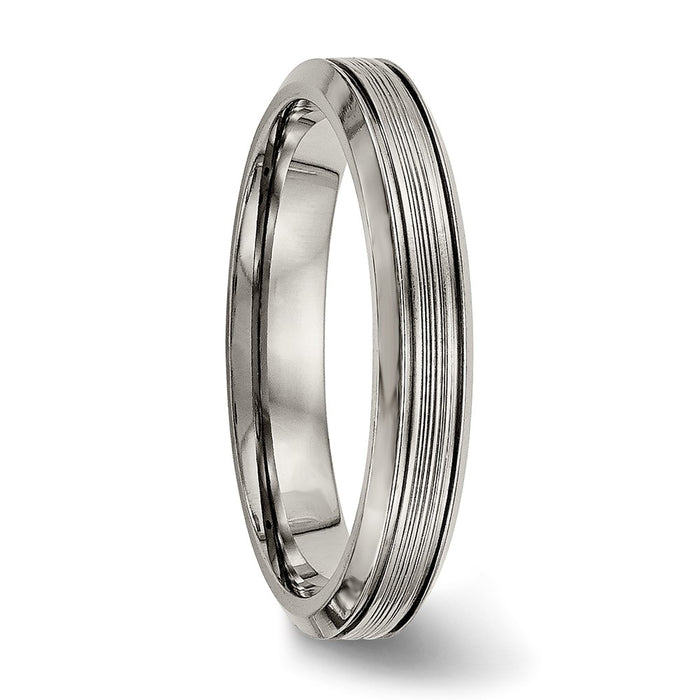 Buy Stylish Chisel Titanium Polished 3.75mm Grooved Comfort Fit Ring - Value!-4