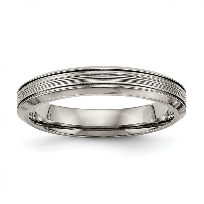 Buy Stylish Chisel Polished Titanium Ring - 3.75mm Grooved Comfort Fit-1