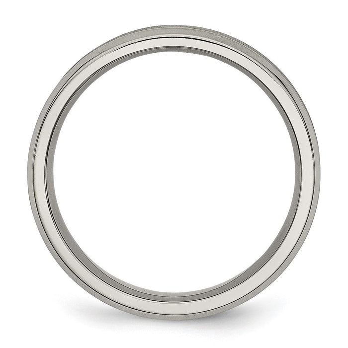 Buy Stylish 6mm Chiseled Titanium Ring - Brushed & Polished Beveled Edge-2