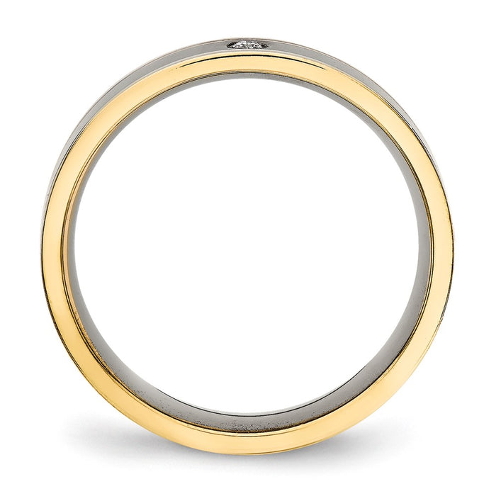 Exclusive Chisel Titanium 5mm Grooved Comfort Fit Band with CZ Accents-2