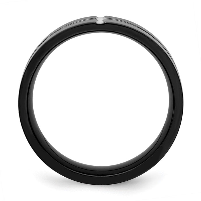 Buy Exclusive 8mm Polished Black IP-Plated Titanium Comfort Fit Band - Stylish!-2