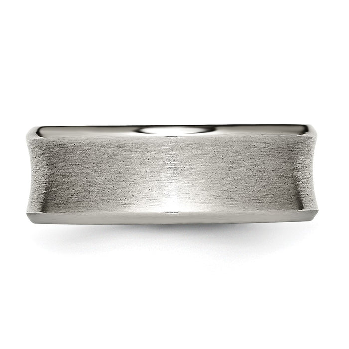 Buy Stylish 8mm Chiseled Titanium Concave Band - Brushed & Polished Finish-3