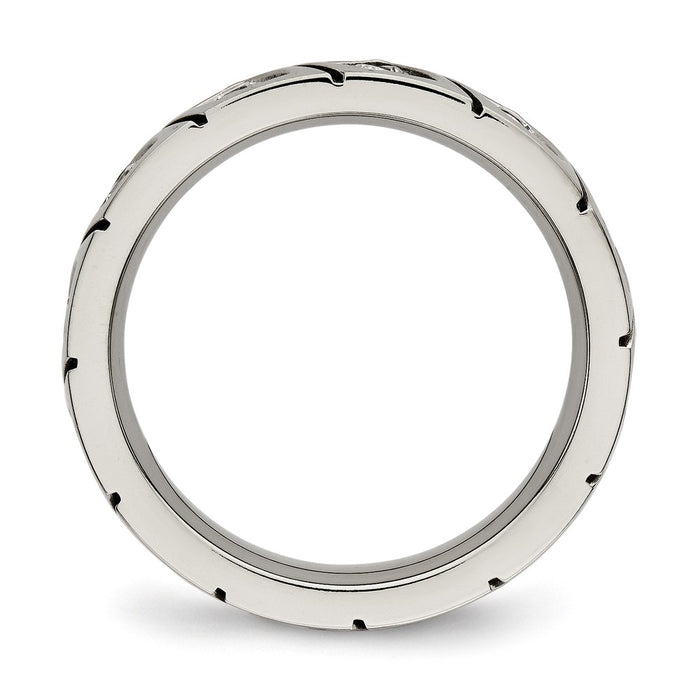 High-Quality Chisel Polished Titanium Band 4mm Grooved Design & CZ Accents-2
