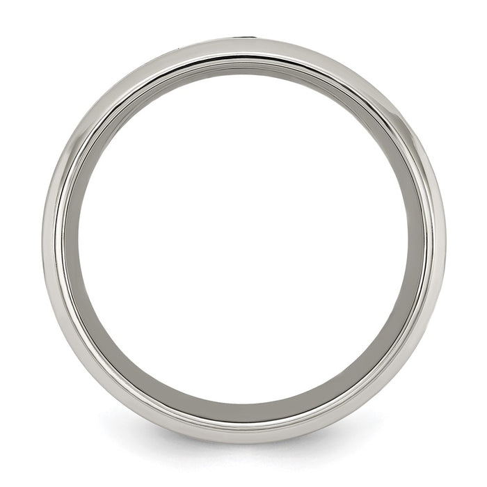 Buy Exclusive 8mm Chisel Titanium Polished Band with Black Carbon Fiber Inlay & CZ Accents - Stylish Value!-2