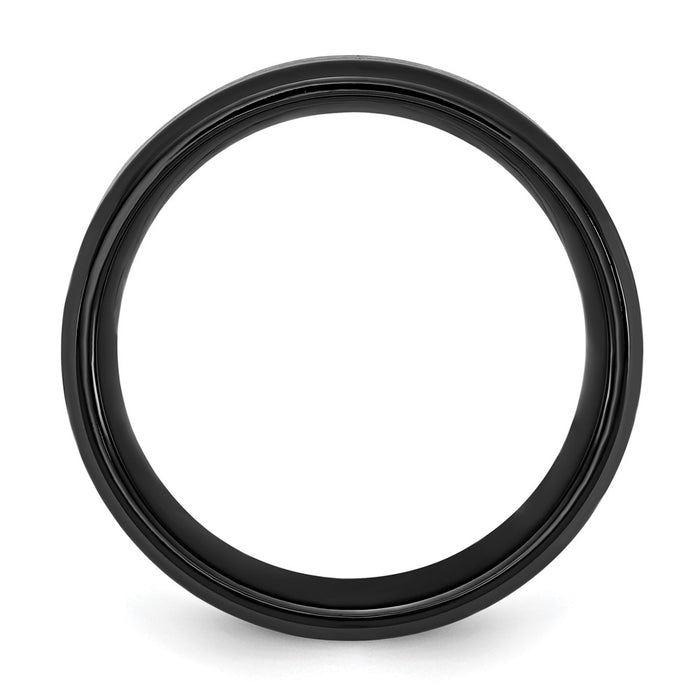 Exclusive 8mm Black Titanium Band | Polished with Blue Carbon Fiber Inlay-2