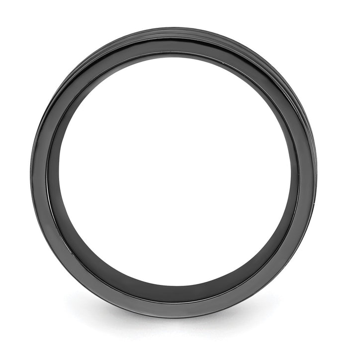 Buy Stylish 8mm Black IP-Plated Titanium Band - High-Quality Brushed Finish-2