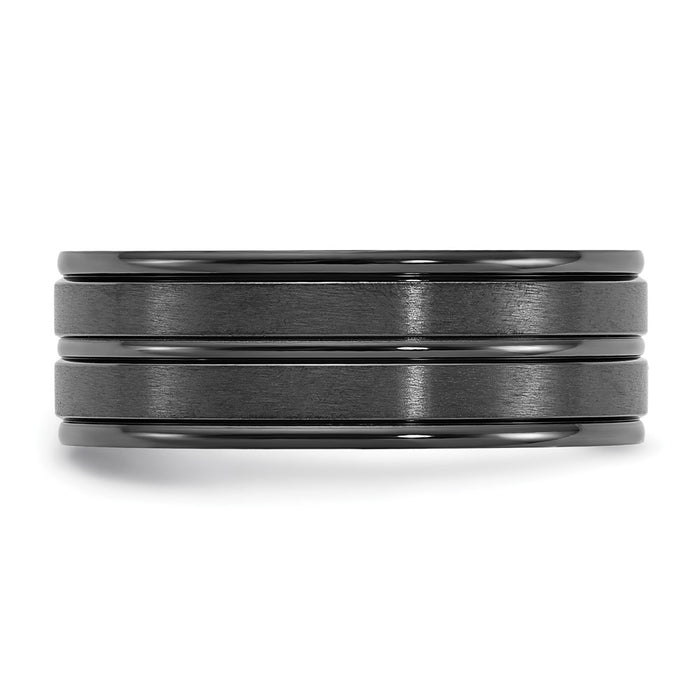 Buy Stylish 8mm Chisel Titanium Black IP-Plated Brushed & Polished Band-3