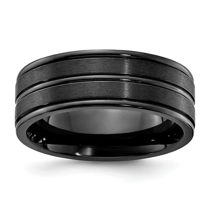 High-Quality 8mm Titanium Black IP-Plated Band | Stylish Brushed & Polished Design-1