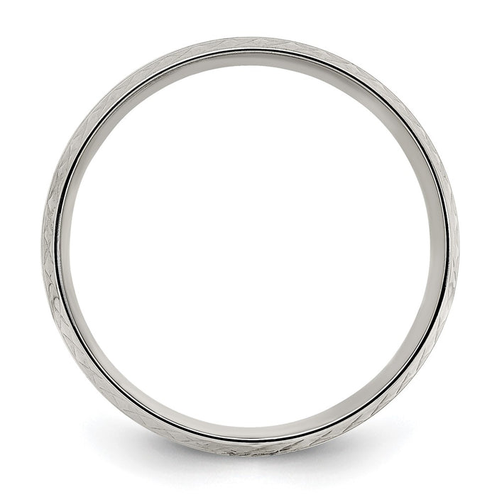 High-Quality Chiseled Titanium 7mm Band - Stylish Grooved Criss-Cross Design-2