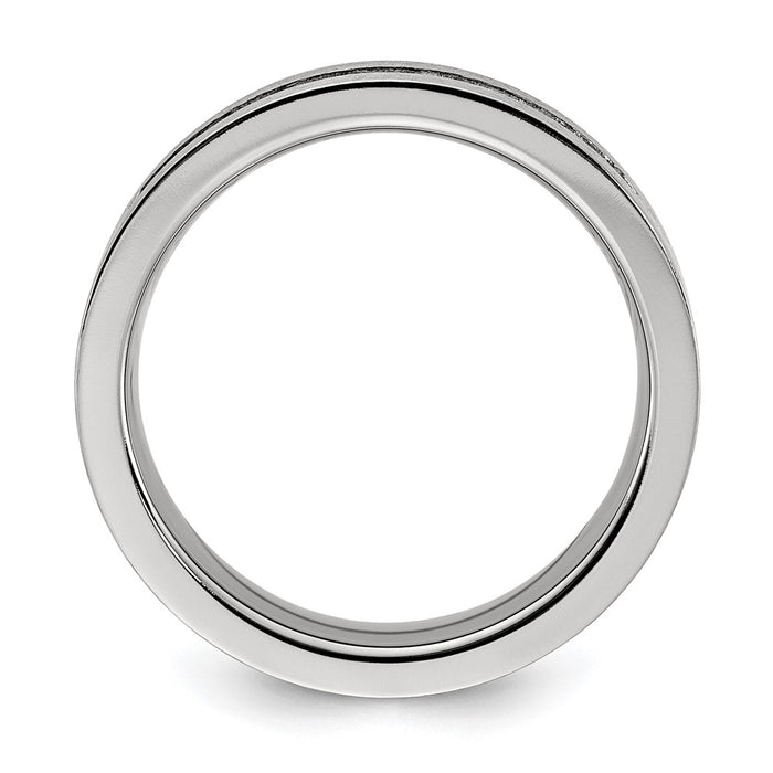 Buy Stylish 7.00mm Brushed Titanium Chisel Band with CZ Inlay - Luxury Value-3