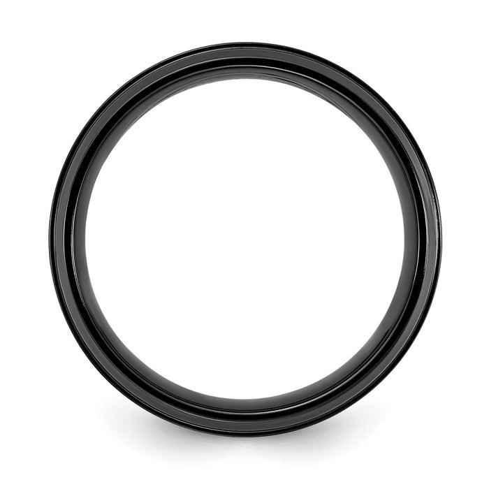 Exclusive 8mm Polished Black Titanium Chisel Band with Grey Carbon Fiber Inlay-3