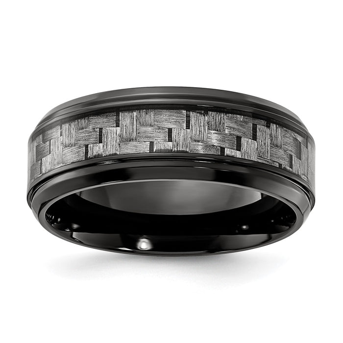 Exclusive 8mm Black Titanium Band with Grey Carbon Fiber Inlay - Stylish Value-1