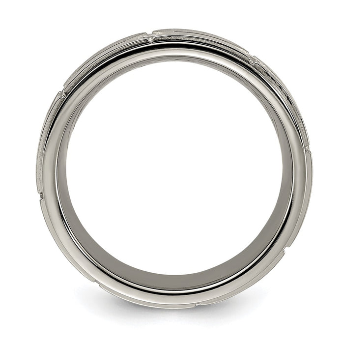 Buy Stylish 7.00mm Chiseled Titanium Band with Polished Finish & Brushed Center-2