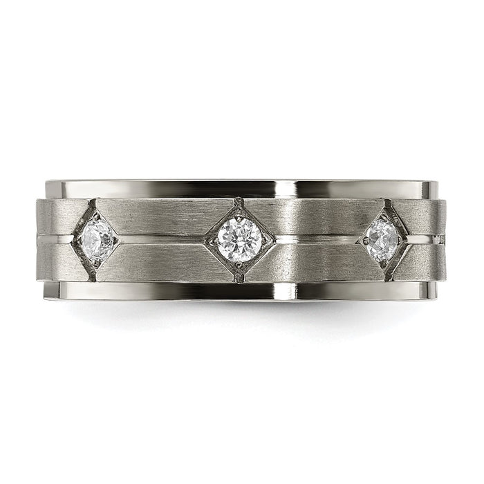 Buy Stylish 7.00mm CZ Accent Polished Titanium Chisel Band - Luxury Design-3