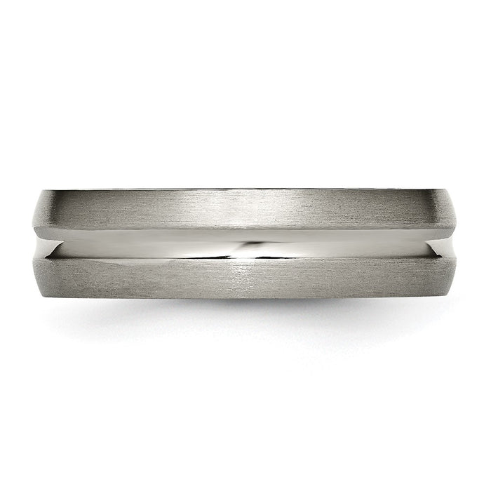 Buy Stylish Chiseled Titanium 6mm Grooved Band - Brushed & Polished Finish-3
