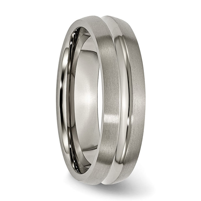 High-Quality 6mm Grooved Titanium Band - Stylish Brushed & Polished Finish-4