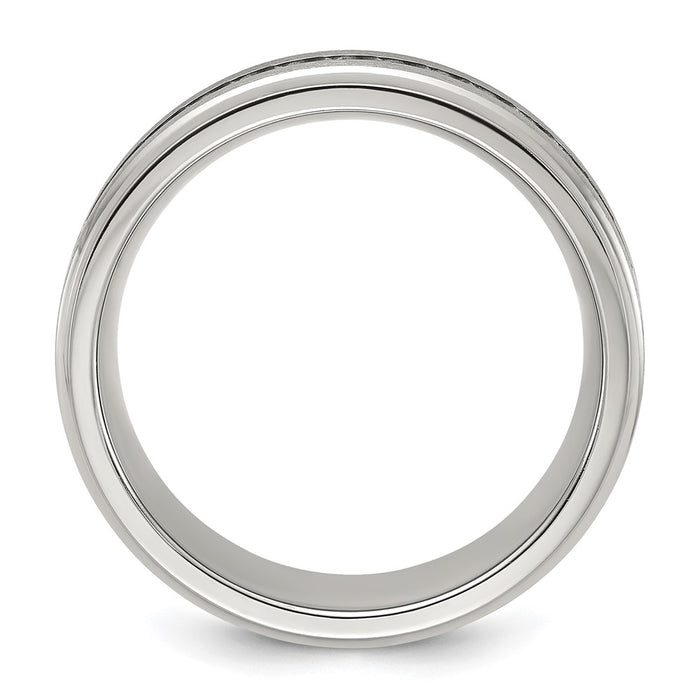 Buy Stylish 7mm CZ Accent Polished Titanium Chisel Band - Exclusive Design-2