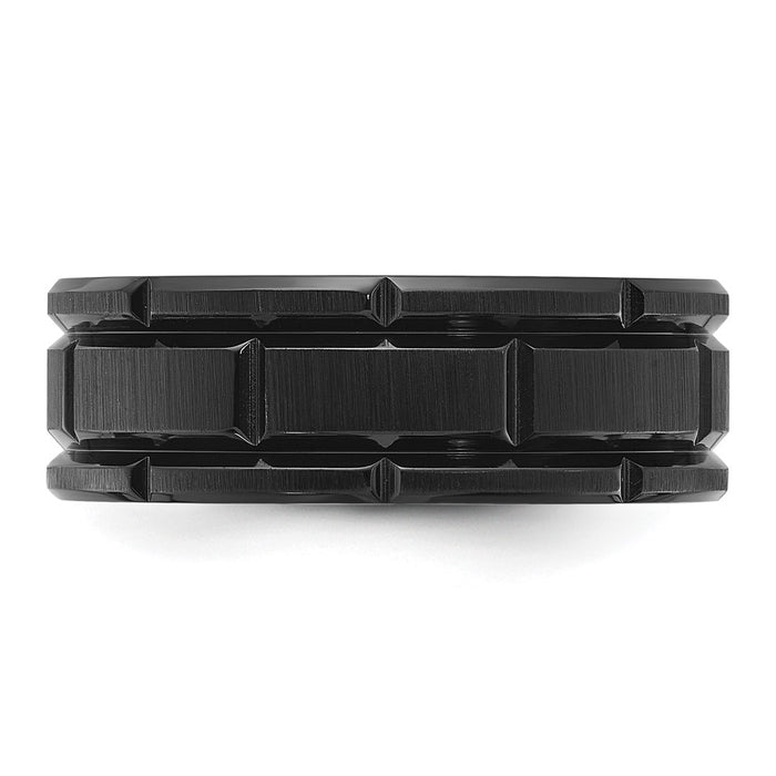 Buy Stylish 8mm Black IP-Plated Notched Band | Luxury Titanium Finish-3
