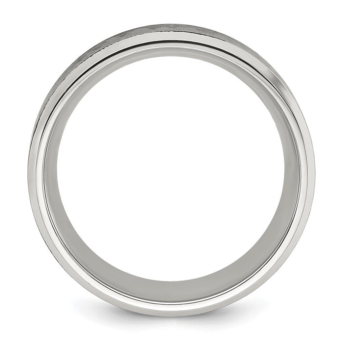Buy Stylish 8mm Titanium Chisel Band with Brushed Center & Mountain Design-2