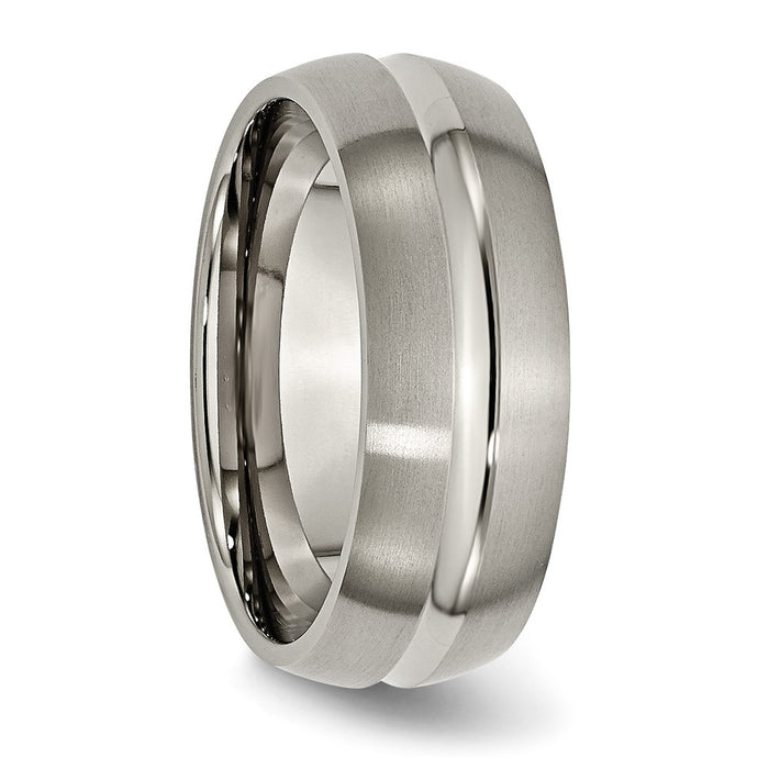 High-quality Chiseled Titanium 8mm Grooved Band - Stylish Brushed & Polished Finish-4