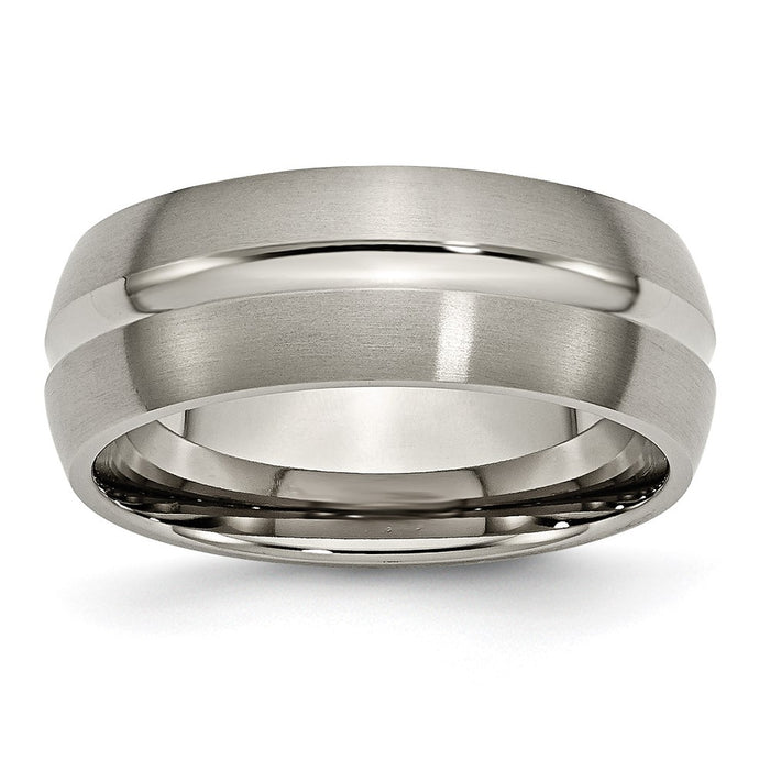 Buy Exclusive 8mm Chiseled Titanium Grooved Band - Stylish Brushed Finish-1