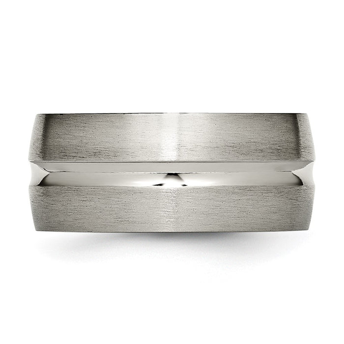 High-Quality Chisel 10mm Grooved Band in Brushed & Polished Titanium - Stylish Value-3
