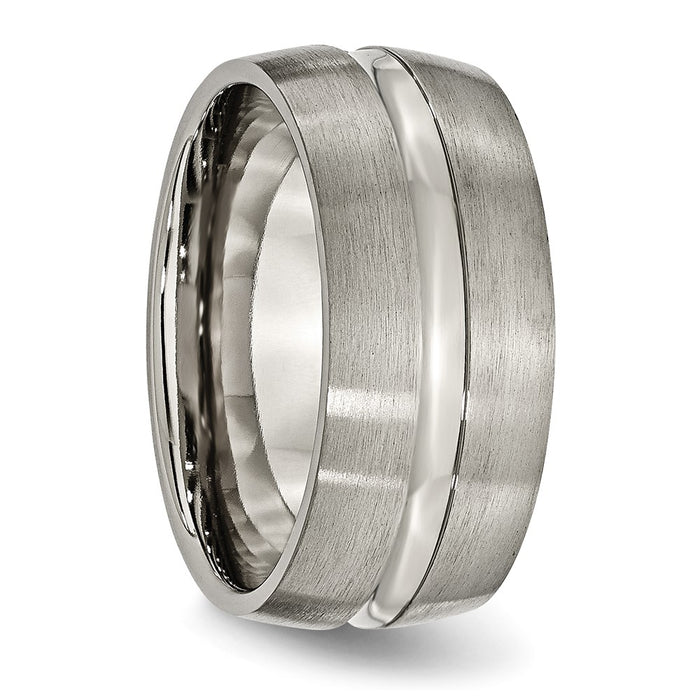 High-Quality Chisel 10mm Grooved Band in Brushed & Polished Titanium - Stylish Value-4