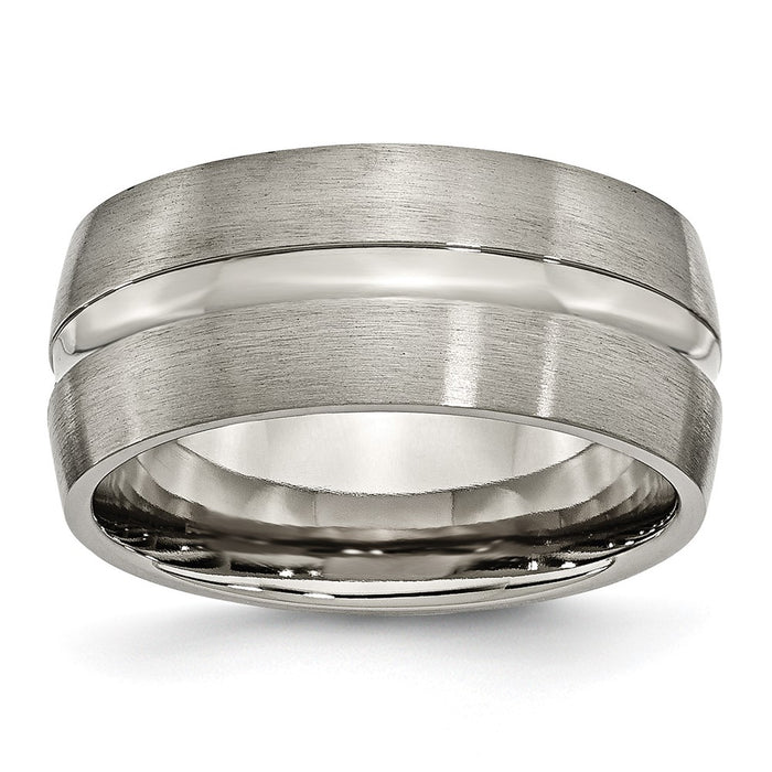 High-quality Chiseled Titanium 10mm Grooved Band - Stylish Brushed Finish-1