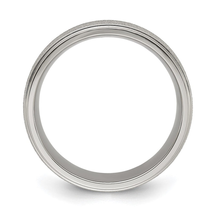 Buy Stylish Polished Titanium 8mm Chisel Band with Laser-Cut Center - Value!-2