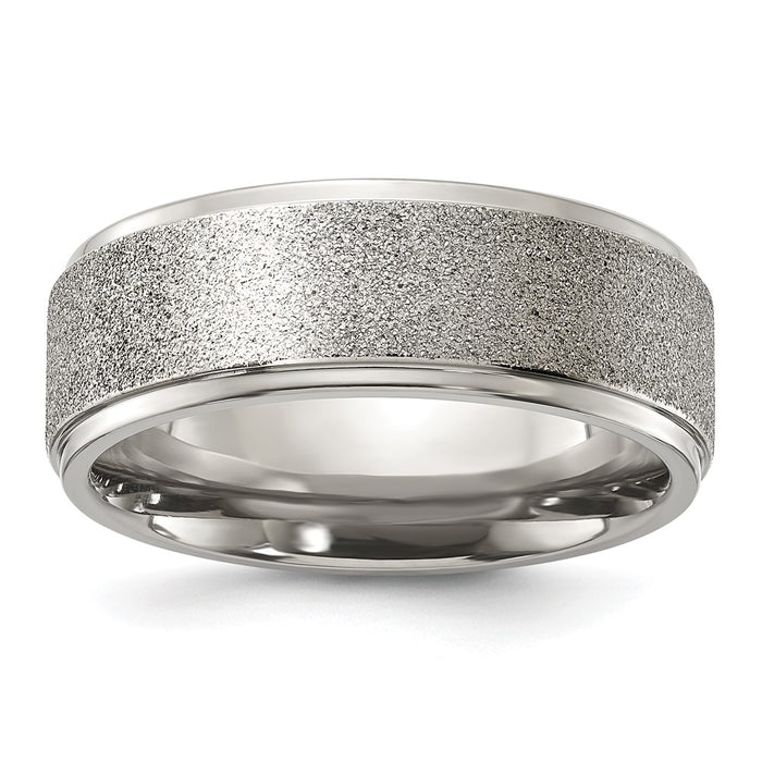 Buy Stylish Polished Titanium 8mm Chisel Band with Laser-Cut Center - Value!-1