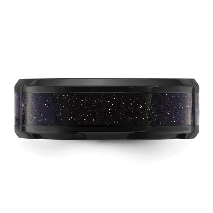 Exclusive 8mm Titanium Band with Blue Star Sandstone Inlay - Stylish & Durable-3