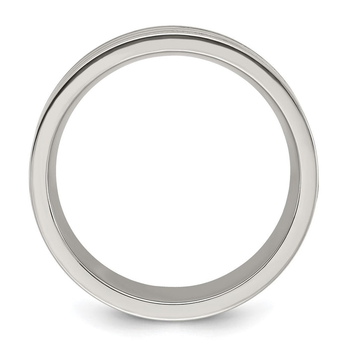 Exclusive 8mm Chisel Titanium Band with Wood Inlay & Polished Finish-2