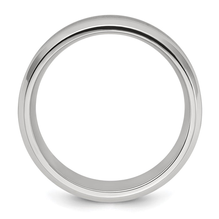 Exclusive 8mm Polished Titanium Chisel Band with Brushed Center - Stylish Value-2