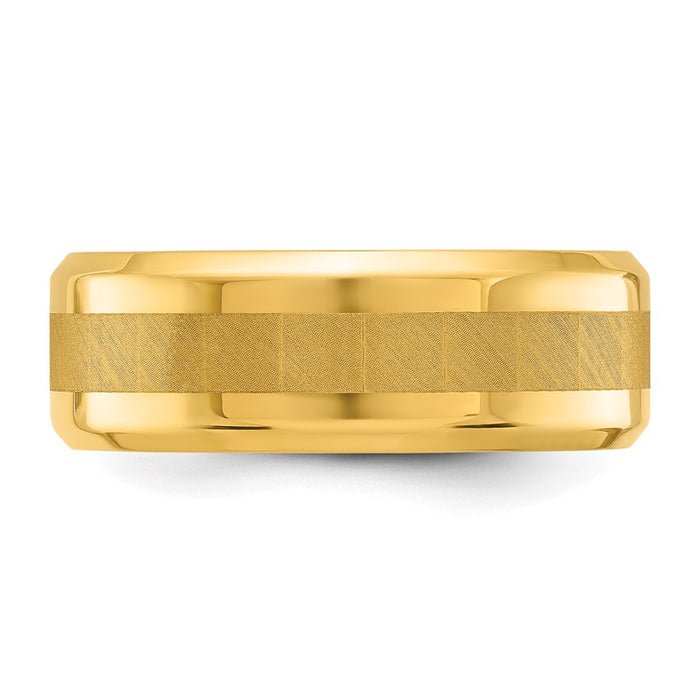Buy Stylish 8mm Chisel Titanium Band - Polished Yellow IP-Plated Center-3